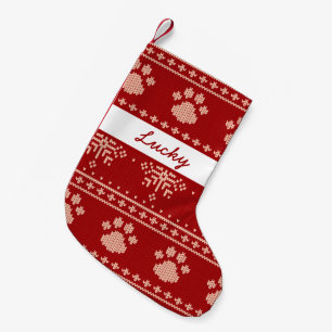 Red personalisiert Name Cat Paw Knitter Weihnachte Kleiner Weihnachtsstrumpf