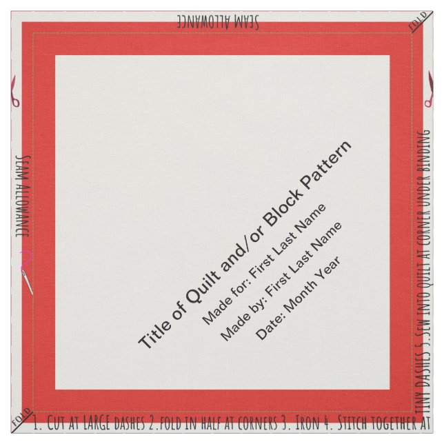 Red Personalisiert Simple Quilt Label Corner Stoff (Muster)