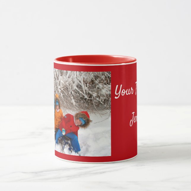 Red Personalize Foto Template Geschenk Kaffee Tass Tasse (Zentrum)