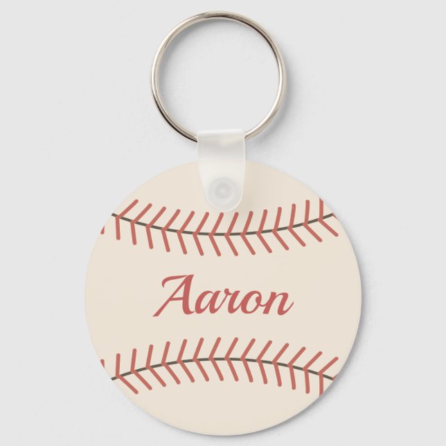 Red Personalized Vintage Baseball Keychain Gift Schlüsselanhänger (Vorderseite)