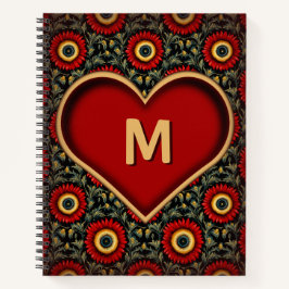 Red Personnalisable Vintage Carnet cardiaque Monog