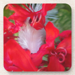 Red Petal Feather Art Print Getränkeuntersetzer