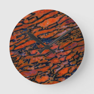 Red Petrified dinosaur bone Runde Wanduhr