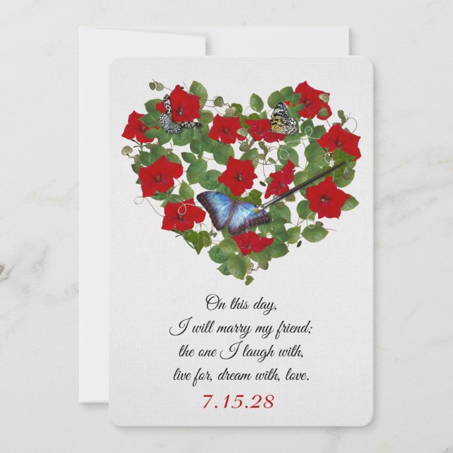 Red Petunia et Ivy Wedding Invitation (Devant)