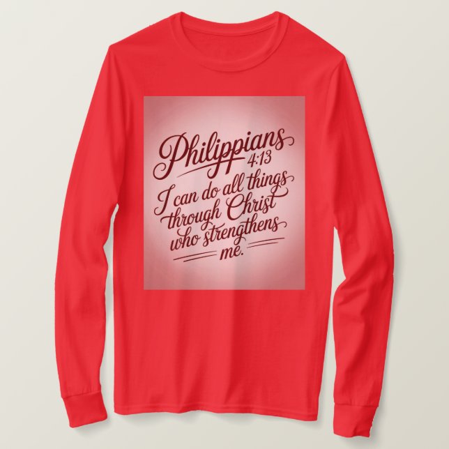 Red Philippians Bible Quote T-Shirt (Design devant)