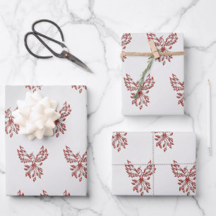 Red Phoenix erhöht Silber Geschenkpapier Set