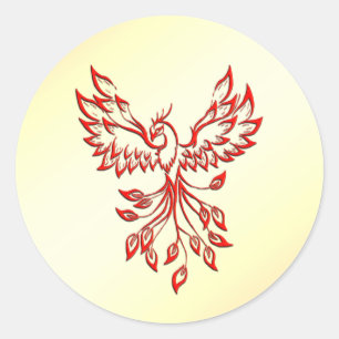 Red Phoenix Erhöhungen Runder Aufkleber