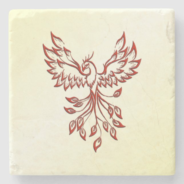 Red Phoenix Erhöhungen Steinuntersetzer (Vorderseite)