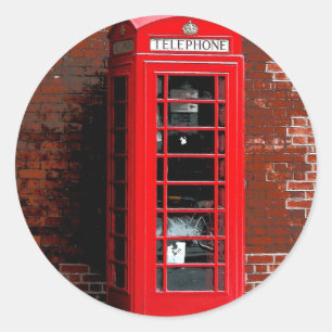 Red Phone Box London England UK Runder Aufkleber