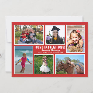 Red Photo Collage Graduation Open House Invitation