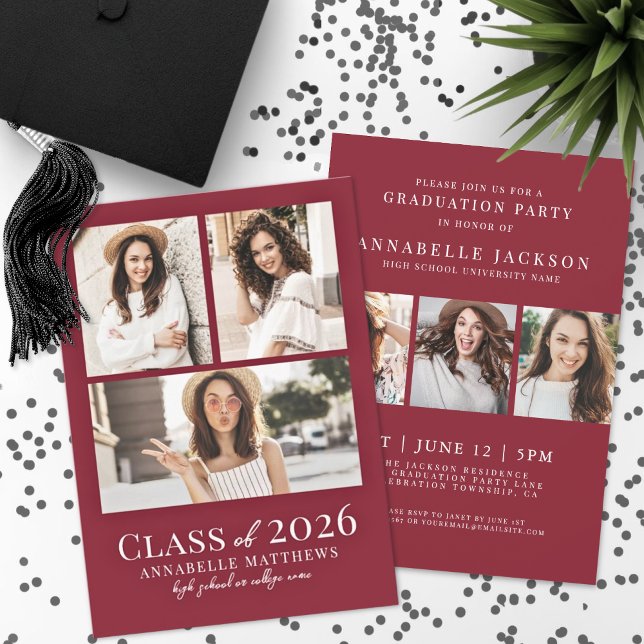 Red Photo Graduation Party Invitation (Red Photo Graduation Party Invitation )