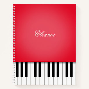 Red Piano Music Keyboard Custom Notebook Notizbuch