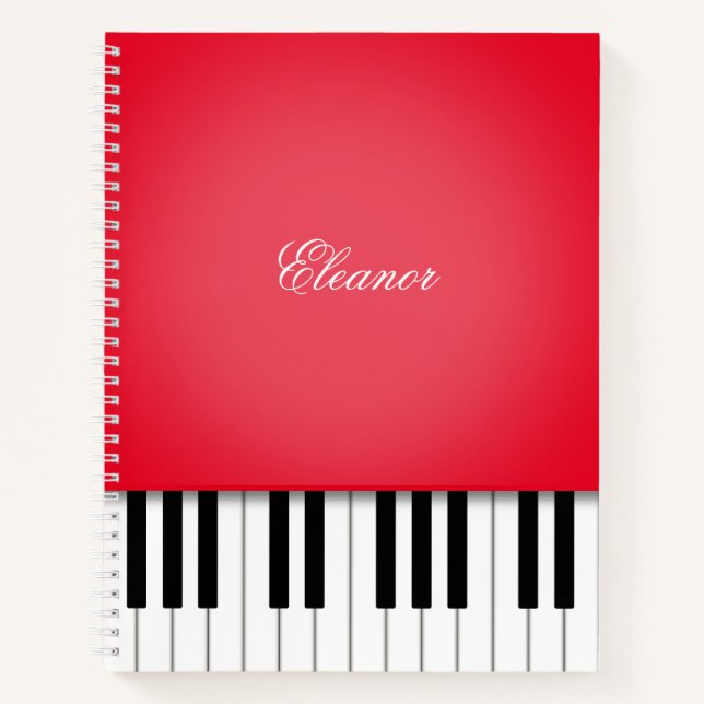 Red Piano Music Keyboard Custom Notebook Notizbuch (Vorderseite)