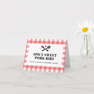 Red Picnic Kariert I Do GRILLEN Description Card Karte