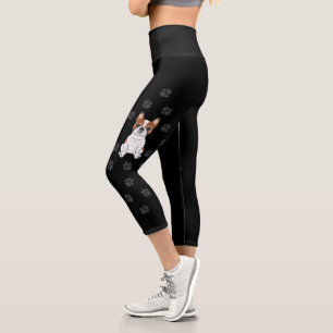 Red Piebald French Bulldog Niedlicher Cartoon Dog  Capri Leggings