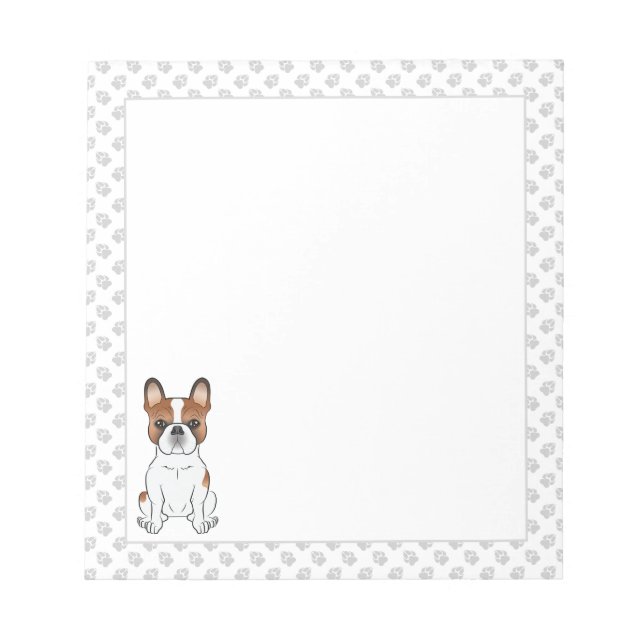 Red Piebald French Bulldog Niedlicher Cartoon Dog  Notizblock (Vorderseite)