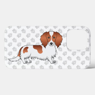 Red Piebald Long Hair Dackel Cartoon Dog & Paws Case-Mate iPhone Hülle