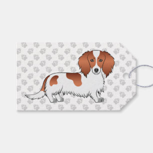 Red Piebald Long Hair Dackel Cartoon Dog & Paws Geschenkanhänger