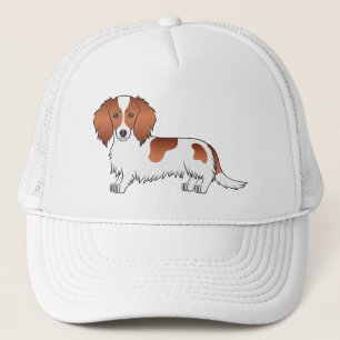 Red Piebald Long Hair Dackel Niedlich Cartoon Dog Truckerkappe