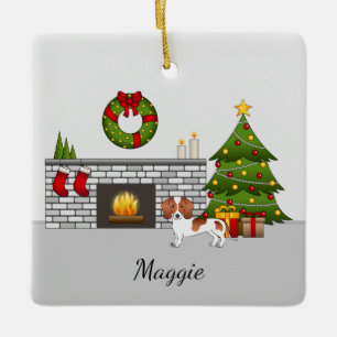 Red Pied Kurz Hair Dackel Hund - Weihnachtsraum Keramikornament