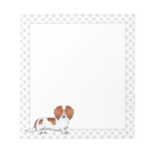 Red Pied Long Hair Dackel Cartoon Dog & Paws Notizblock