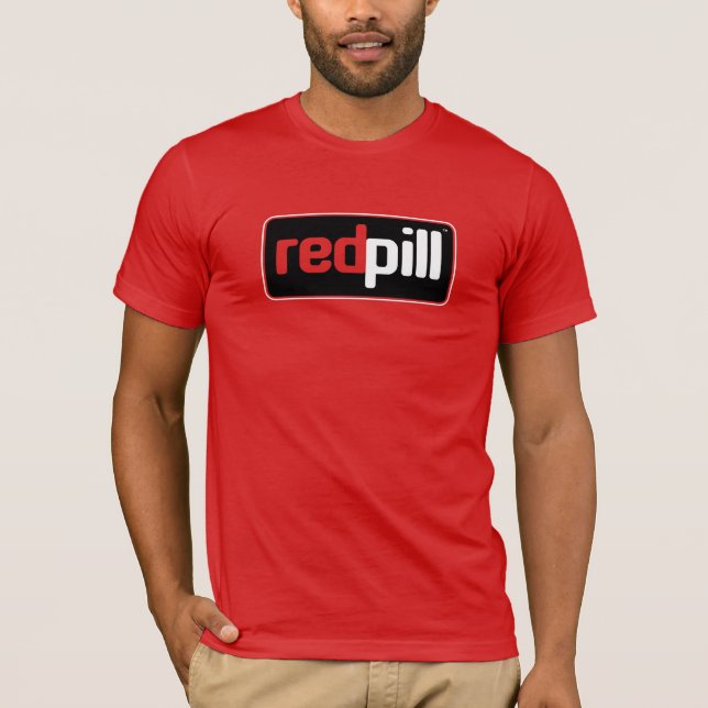 Red Pill™ Text Black Logo Bella Canvas T-Shirt (Devant)