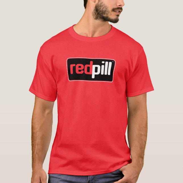 Red Pill™ Text Black Logo Red T - Shirt (Vorderseite)