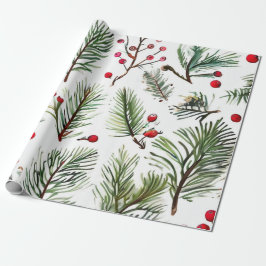 Red Pine & Berries Design Geschenkpapier