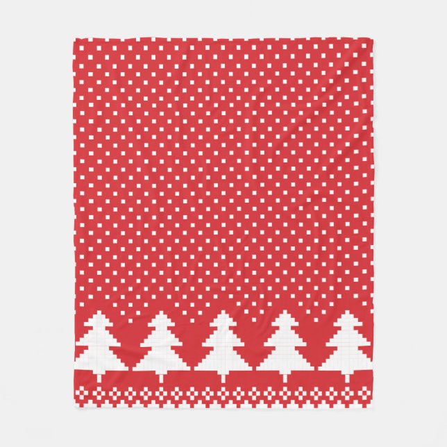 Red Pine Tree Sweater Strick Blanket Fleecedecke (Vorderseite)