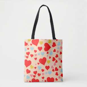 Red Pink Blue Colorful Simple Heart Y2K Muster Tasche
