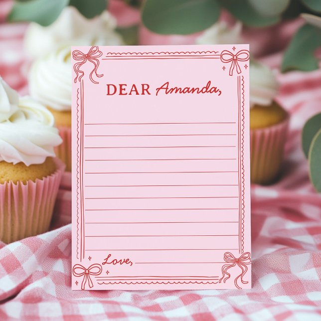 Red Pink Bow Cake Time Capsule Note Message Card Dankeskarte (Von Creator hochgeladen)