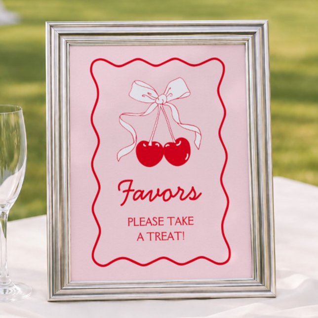Red Pink Bow Cherry Baby Dusche Gefallen Poster (Von Creator hochgeladen)