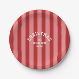 Red Pink Candy Strip Weihnachtsklub Pappteller