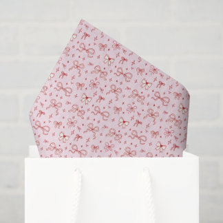 Red Pink Cute Coquette Bows Valentine’s Day Seidenpapier