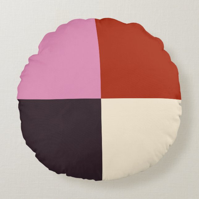 Red Pink Eggplant Ivory Stylish Rundes Kissen (Vorderseite)