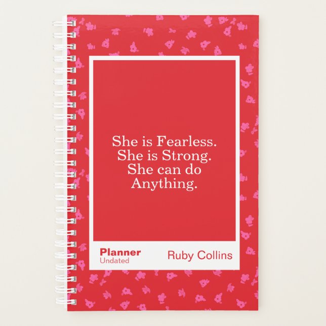 Red/Pink Floral Block Quote | Fully Customizable Planer (Vorderseite)