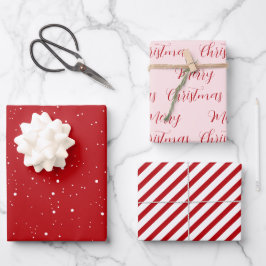 Red & Pink Frohe Weihnachtsmischung Geschenkpapier Set