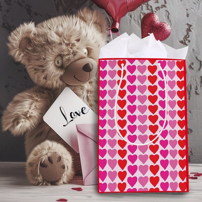 Red Pink Fuchsia Hearts Mittlere Geschenktüte (Von Creator hochgeladen)