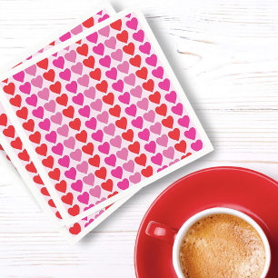 Red Pink Fuchsia Hearts Serviette
