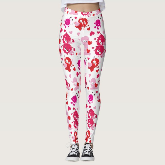 Red Pink Gnome Weihnachten Leggings (Vorderseite)