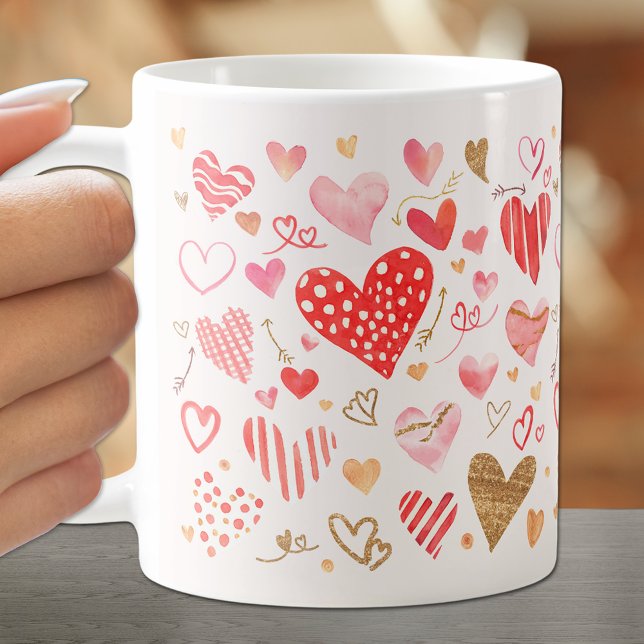 Red Pink Gold Hearts Kaffeetasse (Von Creator hochgeladen)