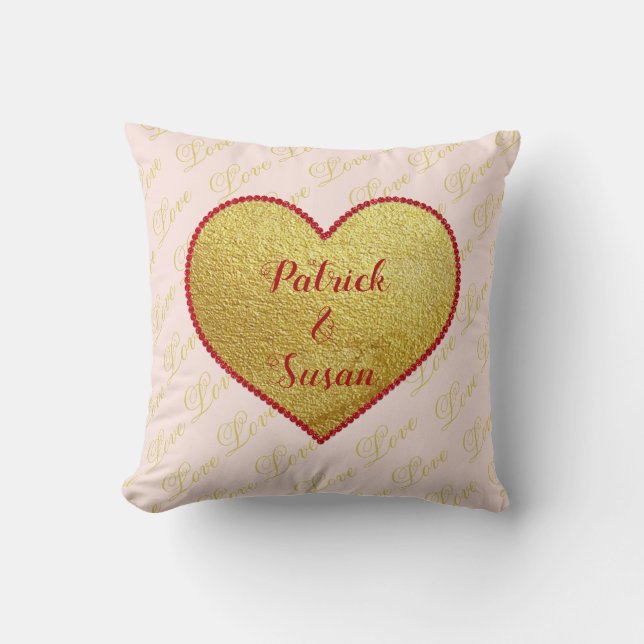 Red Pink Gold Liebe Herzstück Moderner Valentinsta Kissen (Vorderseite)