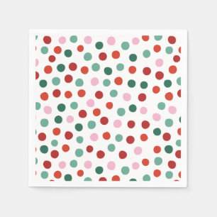 Red Pink Green Polka Dots Kinder Weihnachten Serviette