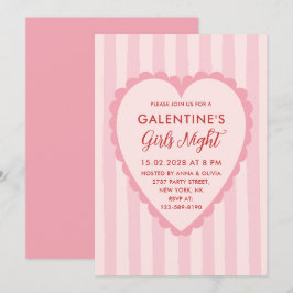 Red Pink Hand Drawn Galentine's Girls Night  Party Einladung
