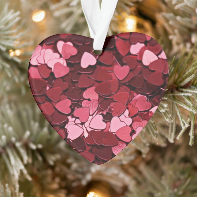 Red Pink Heart Confetti Pattern Valentine's Day Ornament (Baum)