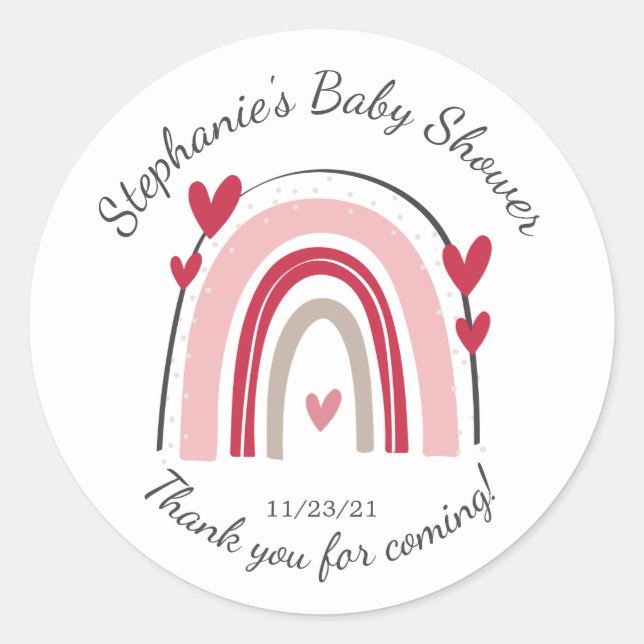 Red Pink Heart Rainbow Baby Duft Runder Aufkleber (Vorderseite)