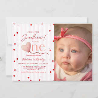 Red Pink Heart Valentine's Day Sweetheart Birthday Einladung