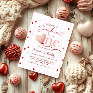 Red Pink Heart Valentine's Day Sweetheart Birthday Einladung