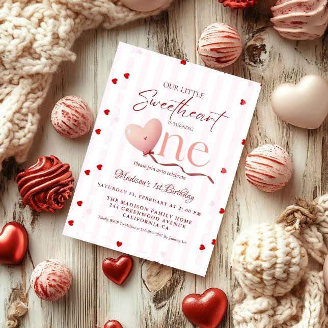 Red Pink Heart Valentine's Day Sweetheart Birthday Einladung (Von Creator hochgeladen)