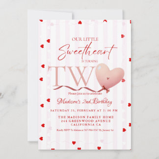 Red Pink Heart Valentine's Day Sweetheart Birthday Einladung
